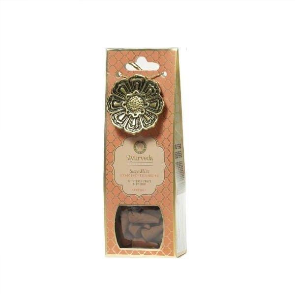 Kadzidełka 20 stożków z metalową podstawką Nuta Szałwia z Miętą .jpg