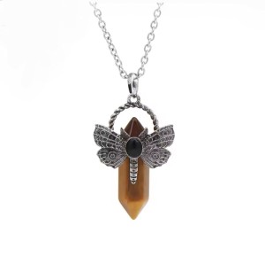 Naszyjnik Tygrysie Oko i metalowa ważka