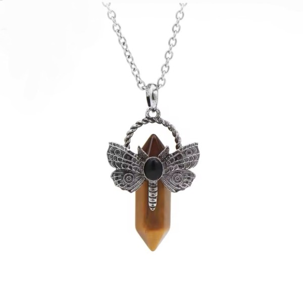 Naszyjnik Tygrysie Oko i metalowa ważka .jpg