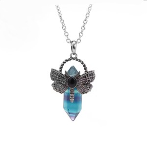 Naszyjnik Fluoryt i metalowa ważka