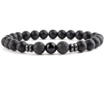 Bransoletka Męska Turmalin + Czarny Agat + Lawa