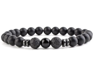 Bransoletka Męska Turmalin + Czarny Agat + Lawa