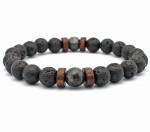 Bransoletka Męska Labradoryt + Lawa Wulkaniczna + Drewno