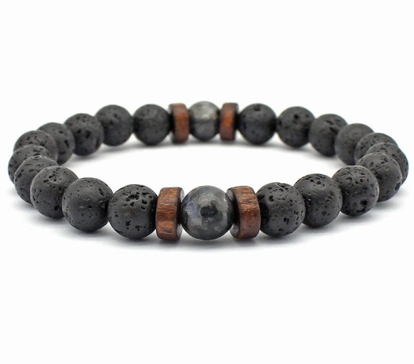 Bransoletka Męska Labradoryt + Lawa Wulkaniczna + Drewno.jpg