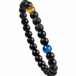 Bransoletka męska Lawa + Tygrysie Oko + Czarny Agat + Niebieskie Tygrysie Oko
