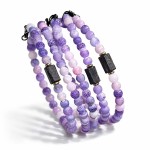 Bransoletka Różowo-Fioletowy Agat Trawiony + Turmalin