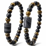 Bransoletka Męska Siła i Odwaga Sardonyks Lawa i Tygrysie Oko