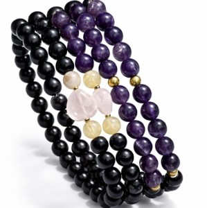 Bransoletka Turmalin + Kwarc Różowy + Cytryn + Ametyst