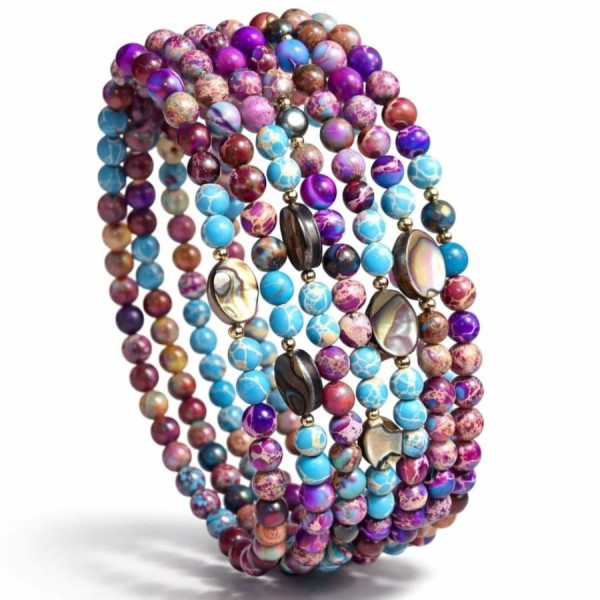 Bransoletka Jaspis Cesarski i Muszla Paua Tęczowa.jpg