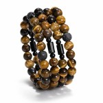 Bransoletka Męska na Ochronę Tygrysie Oko Turmalin Lawa