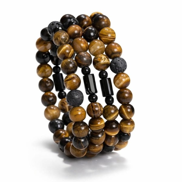 Bransoletka Męska na Ochronę Tygrysie Oko Turmalin Lawa.jpg