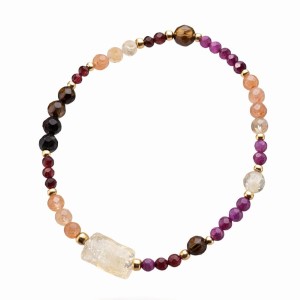 Bransoletka z kamieni Obfitość Cytryn + Granat + Rubin + Tygrysie Oko