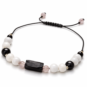 Bransoletka Czarny Turmalin + Kwarc Różowy + Opalit