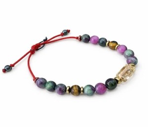 Bransoletka Cytryn + Tygrysie Oko + Zoisyt z Rubinem