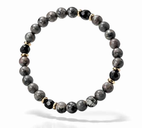 Bransoletka męska Kamień Prawdy Yooperlit UV + Czarny Turmalin złota.png