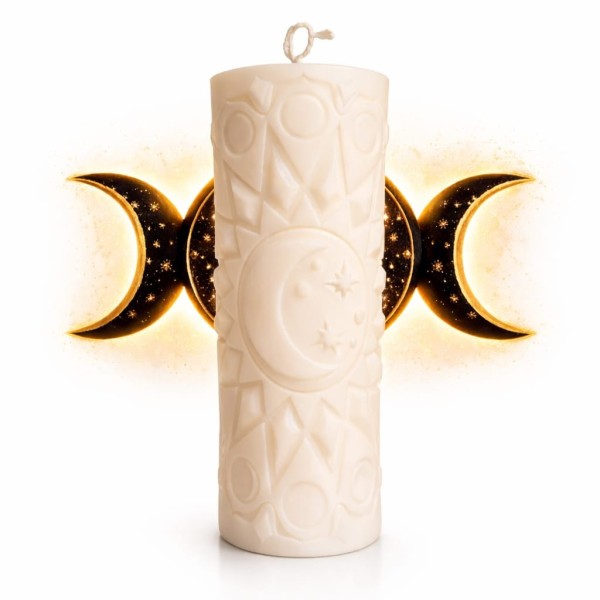 Świeca Sojowa z Fazami Księżyca do Rytuału Pełni i Nowiu Biała.jpeg