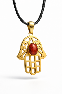 ✨ Zawieszka Hamsa z Jaspisem Czerwonym – Ochrona i Siła Życiowa ✨